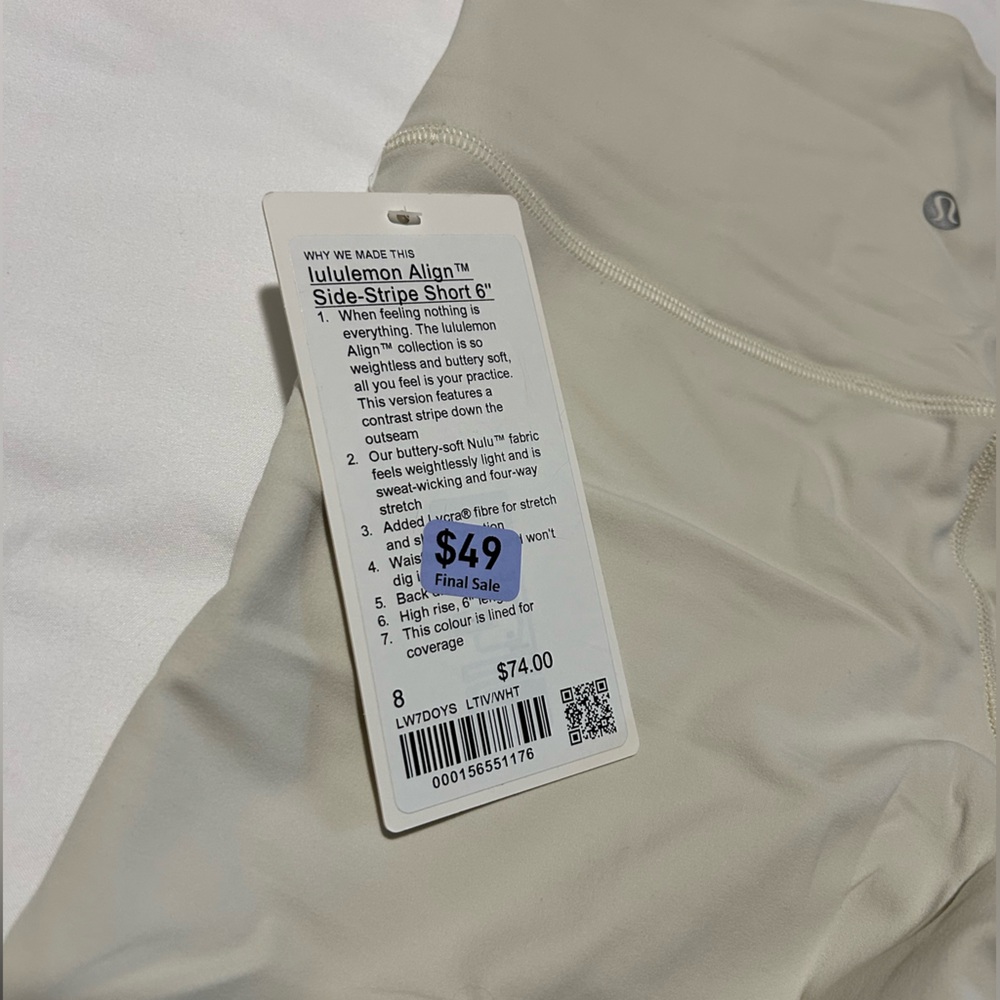 Lululemon Align - Cream High-Waisted Biker Shorts - Picture 3 of 4
